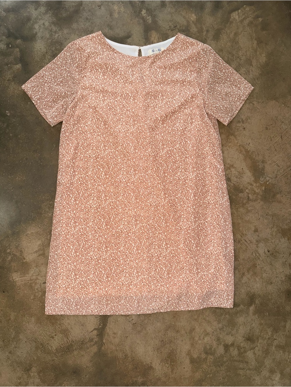 She + Sky Taupe Animal Print Shift Mini Dress Lined Size M